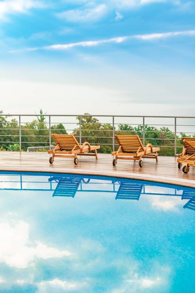 chair around outdoor swimming pool